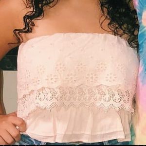 Peach lace tube top
